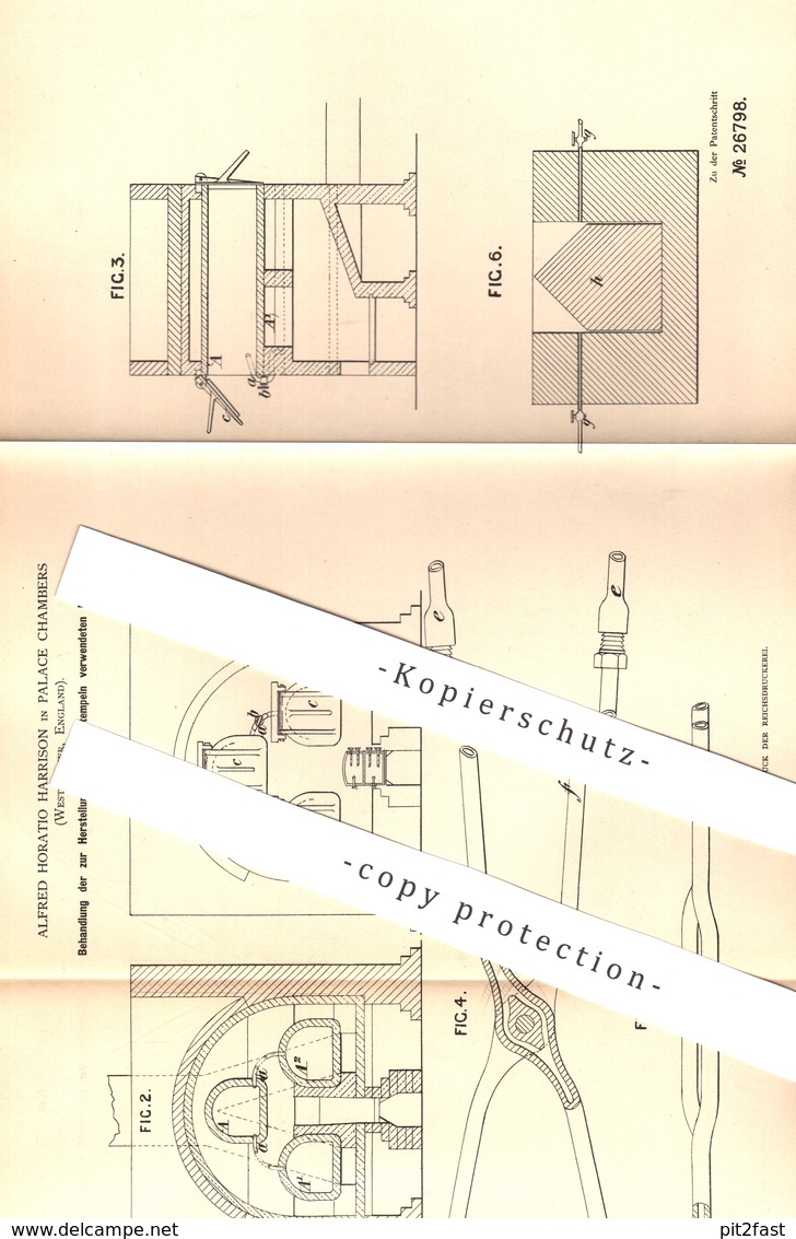 Original Patent - Alfred Horatio Harrison , Palace Chambers , Westminster , England , 1883 , Metallblock Für Stempel !! - Historische Documenten