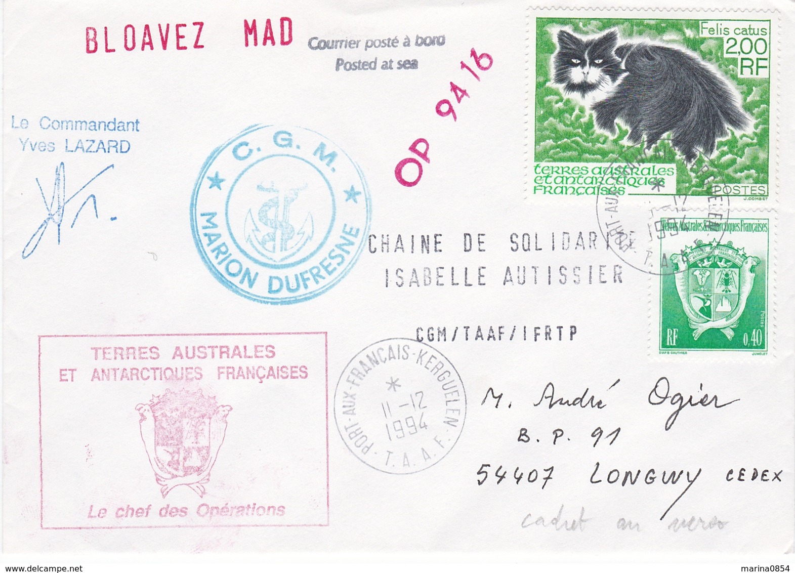 TAAF221 - Lot De 5 Lettres Martin De Vivies, Port Aux Français Et Le Port (Réunion) - Lettres & Documents