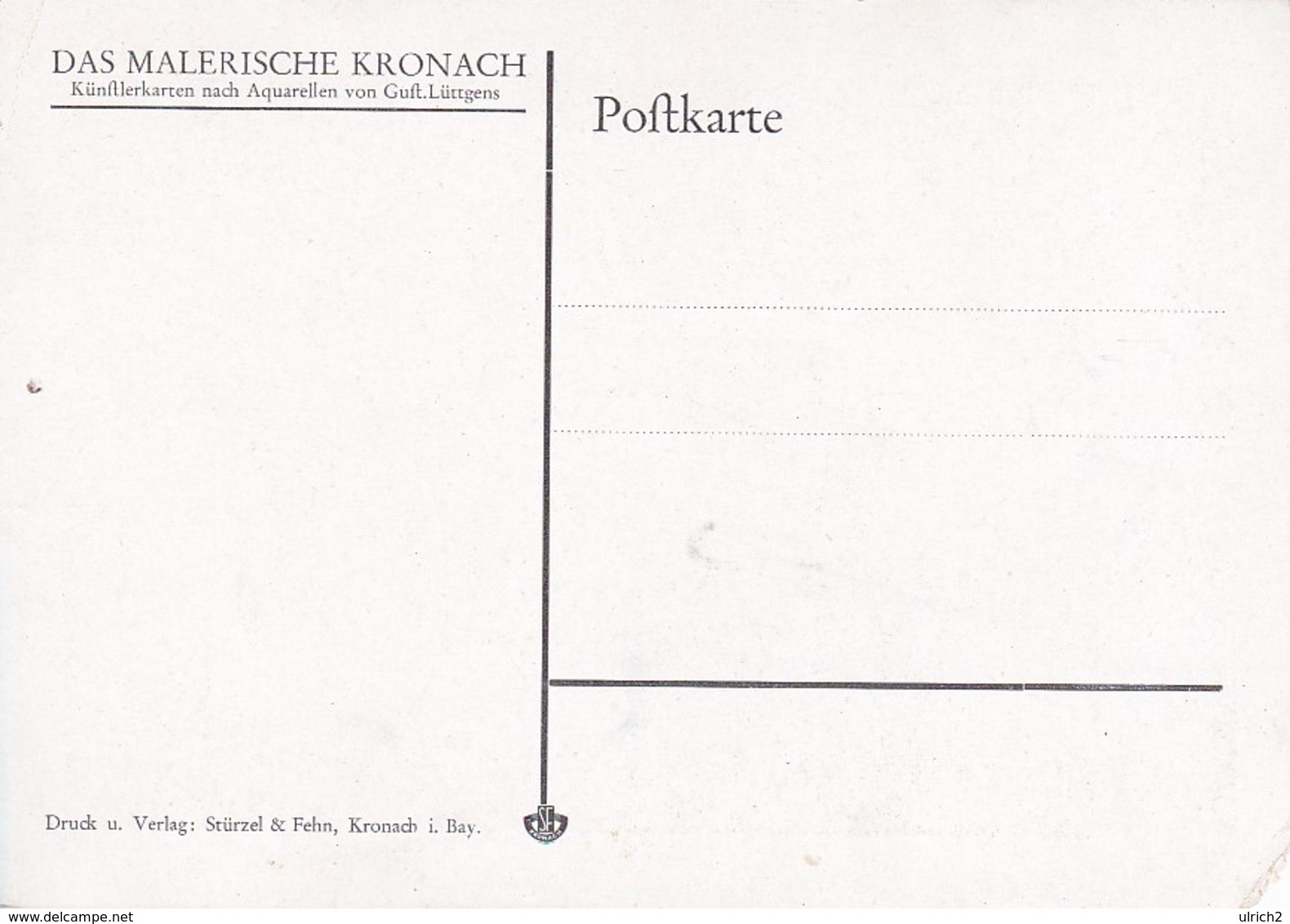 AK Kronach - Festung - Bach Aquarell Von Gust. Lütgens (37614) - Kronach