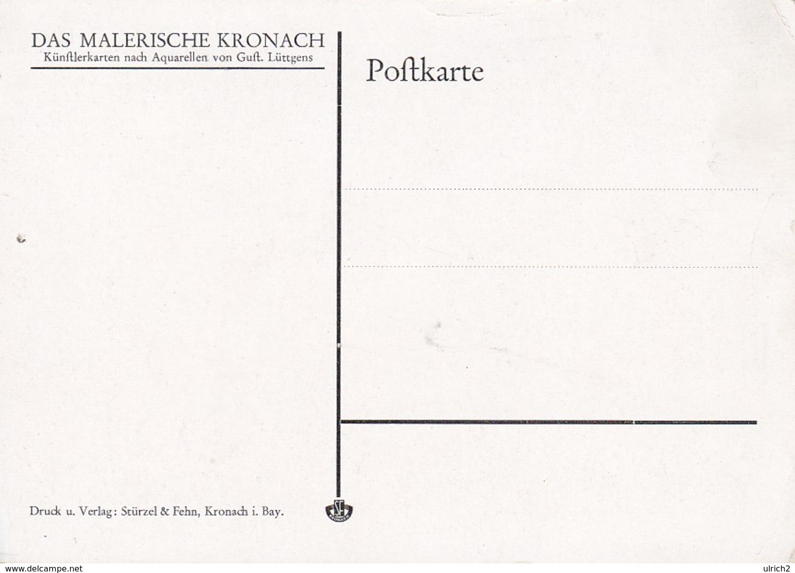 AK Kronach - Festungswall - Nach Aquarell Von Gust. Lütgens  (37616) - Kronach