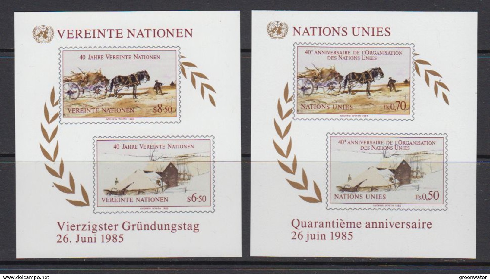 UNO Geneva & Vienna 1985 40Y UNO 2 M/s ** Mnh 41284H) - Blokken & Velletjes