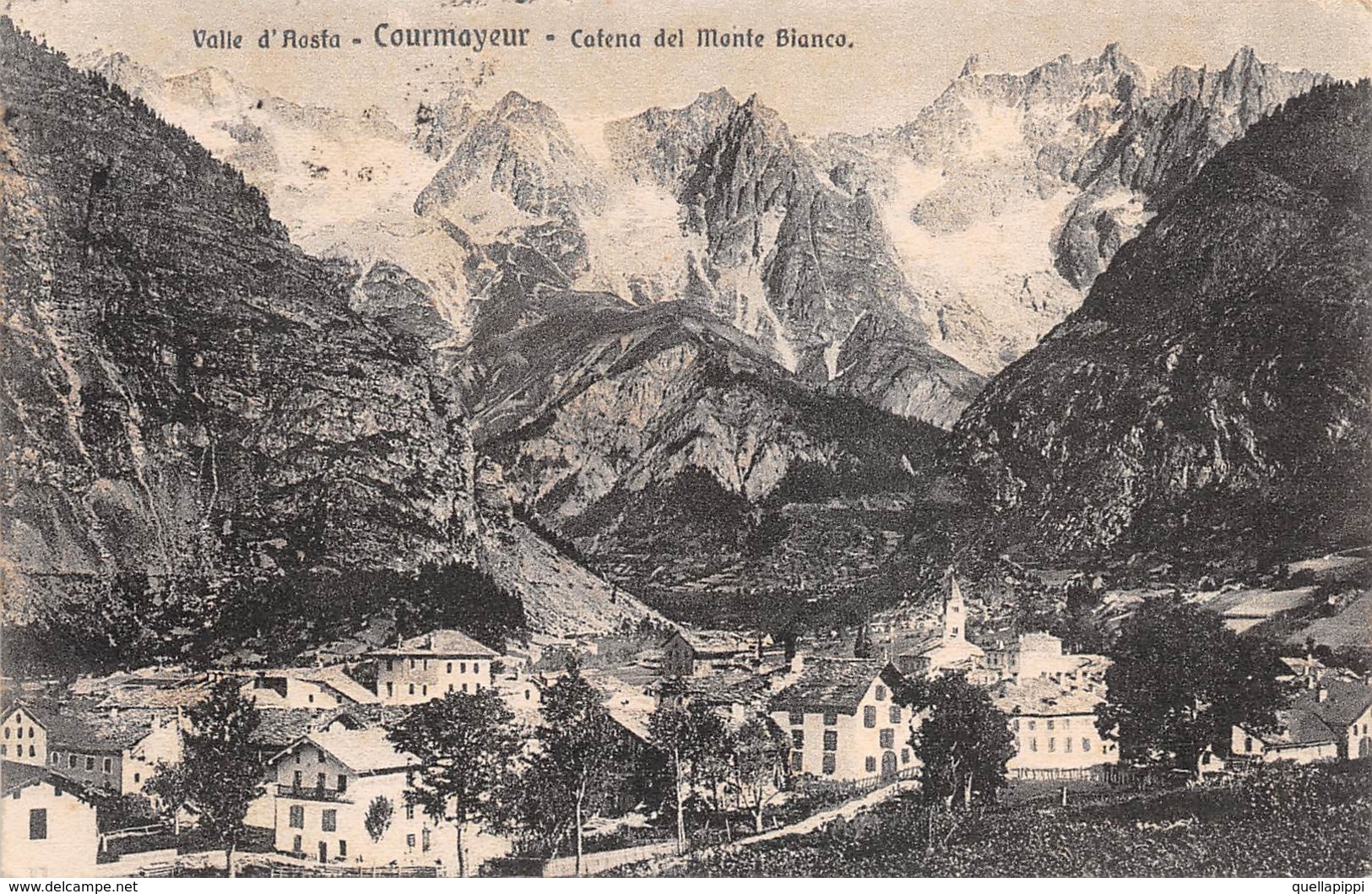 08801 "(AO) COURMAYEUR - CATENA DEL MONTE BIANCO"  VEDUTA. CART SPED 1920 - Altri & Non Classificati