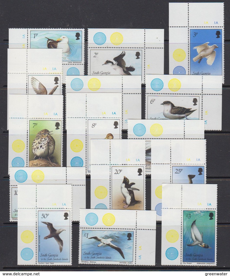 South Georgia 1987 Definitives / Birds 15v (all Corners) ** Mnh (41286) - Zuid-Georgia