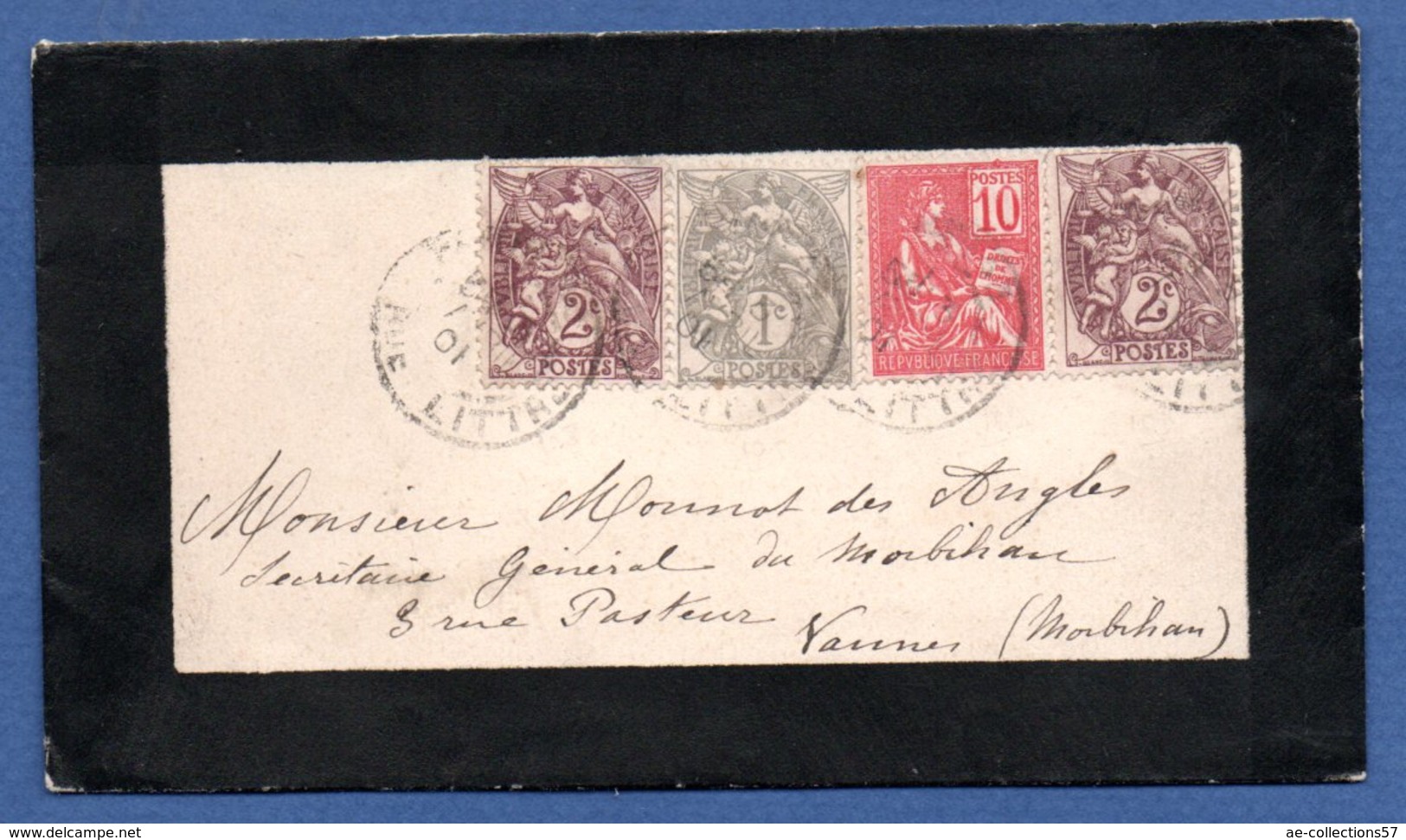 Enveloppe Pour Vannes - 4 Avril 1901 - 1877-1920: Période Semi Moderne