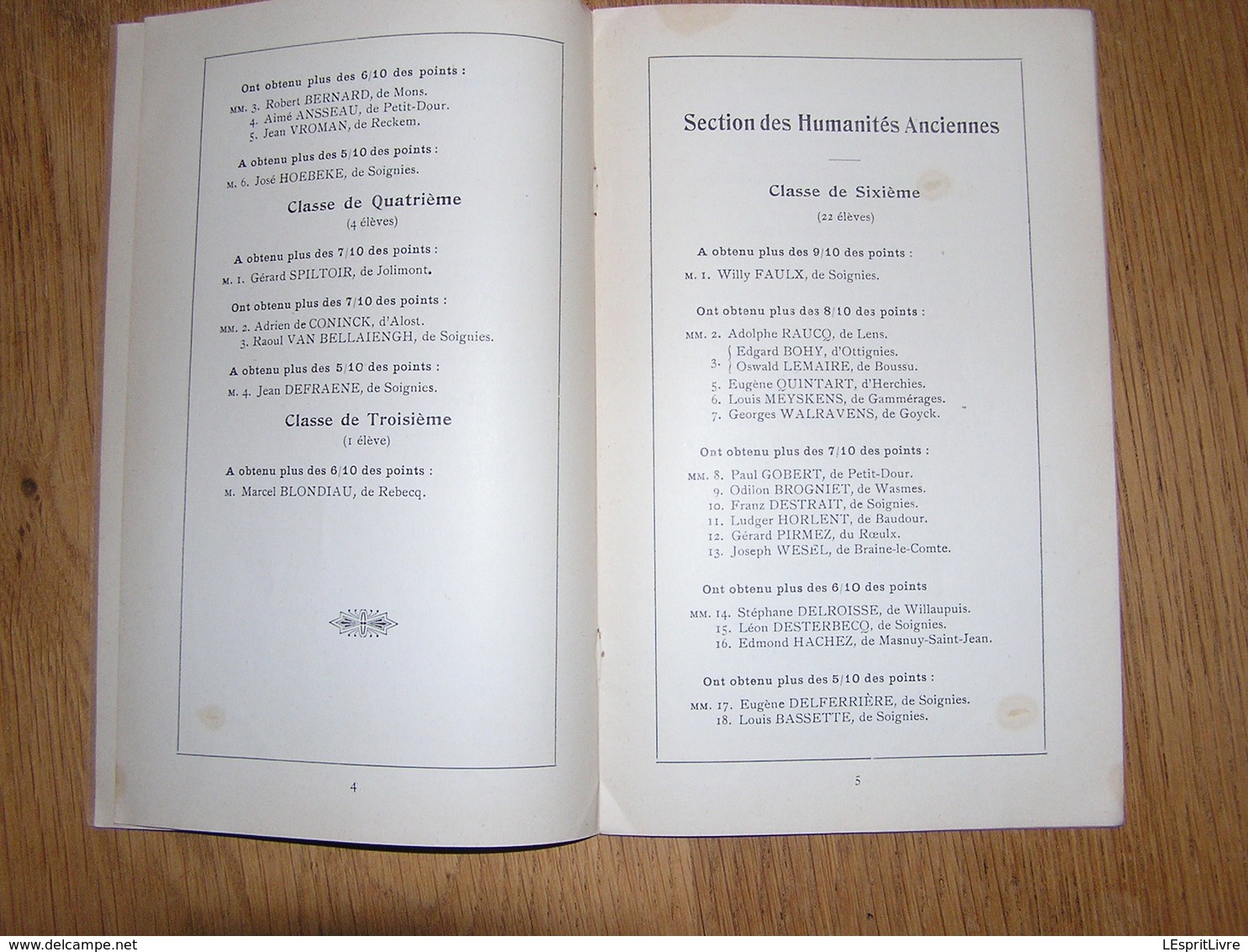 PALMARES D' Honneur Et D' Excellence  ANNEE 1925 1926 COLLEGE SAINT VINCENT à SOIGNIES Ecole Prix Résultats - Diploma & School Reports