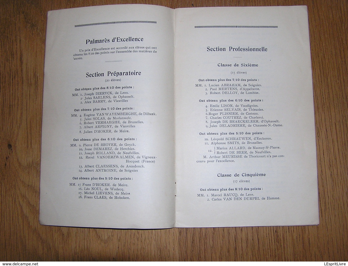 PALMARES D' Honneur Et D' Excellence  ANNEE 1927 1928 COLLEGE SAINT VINCENT à SOIGNIES Ecole Prix Résultats - Diploma & School Reports