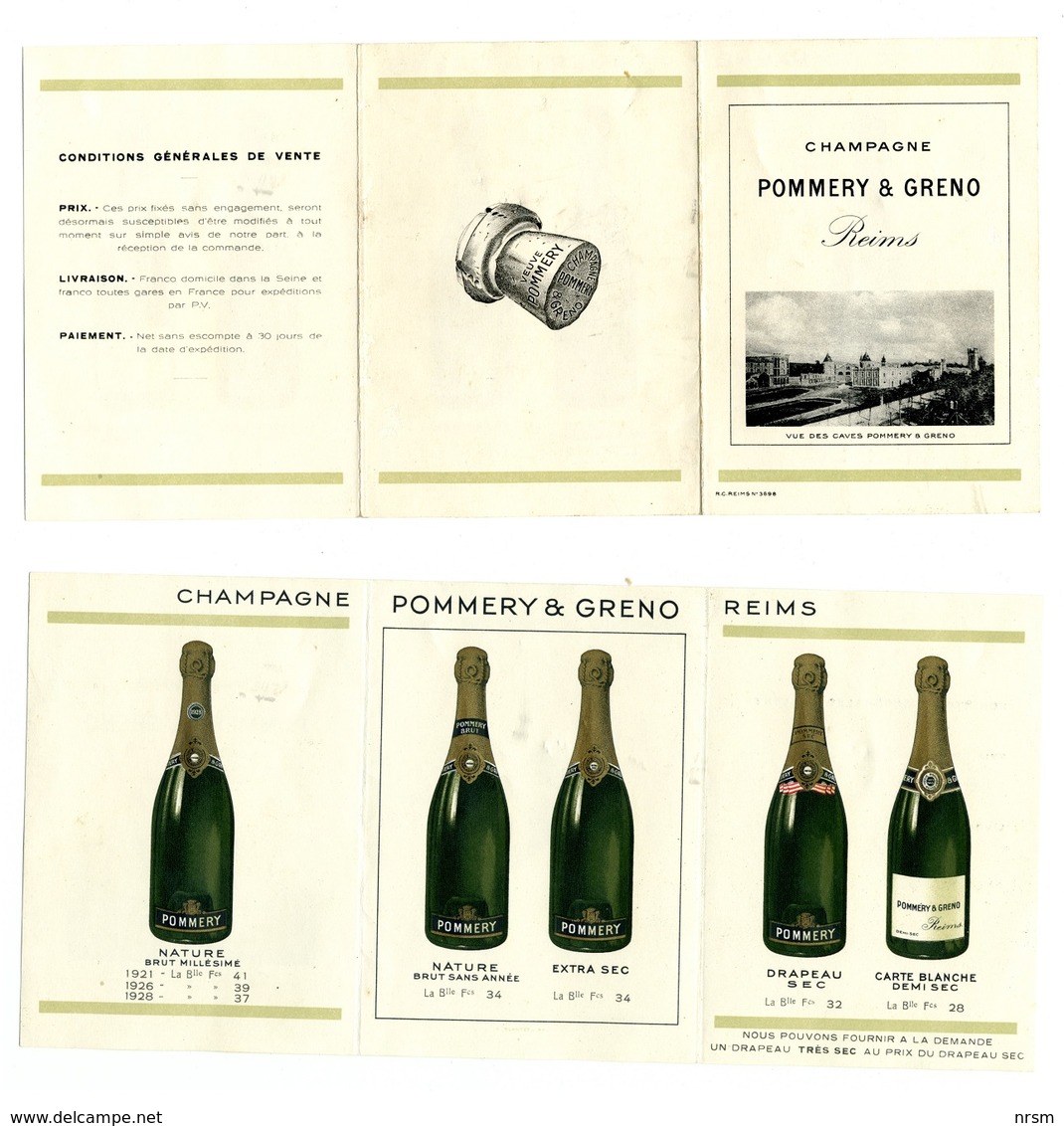 Publicité / Dépliant Champagne POMMERY & GRENO / Fin Des Années 20 - Autres & Non Classés