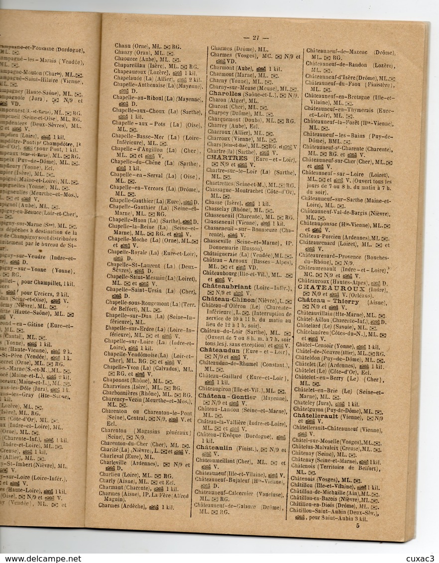 Indicateur Des Télégraphes 1889 - Offert Par Le Facteur Des Télégraphe - Other & Unclassified