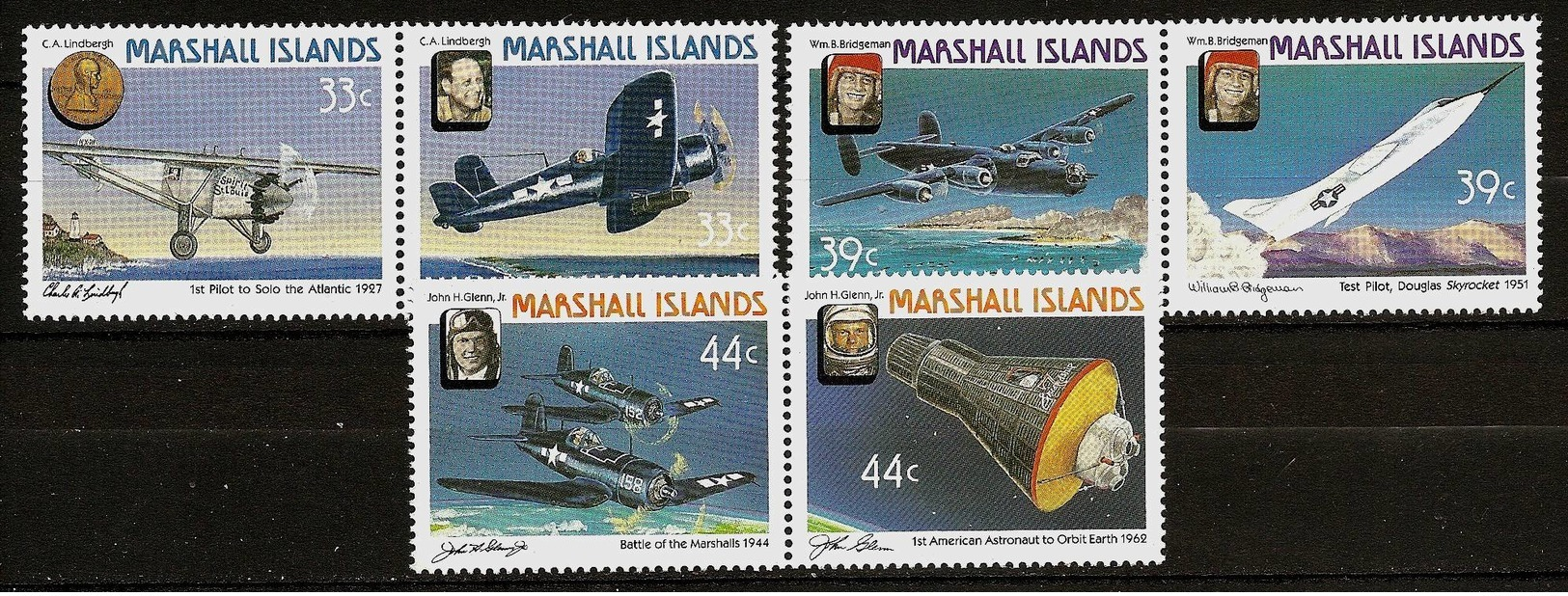 MARSHALL ISLANDS 1987 - HISTORY Of AVIATION - 3 Pairs Mi 113-118 MNH ** Cv€6,50 V326 - Marshall Islands