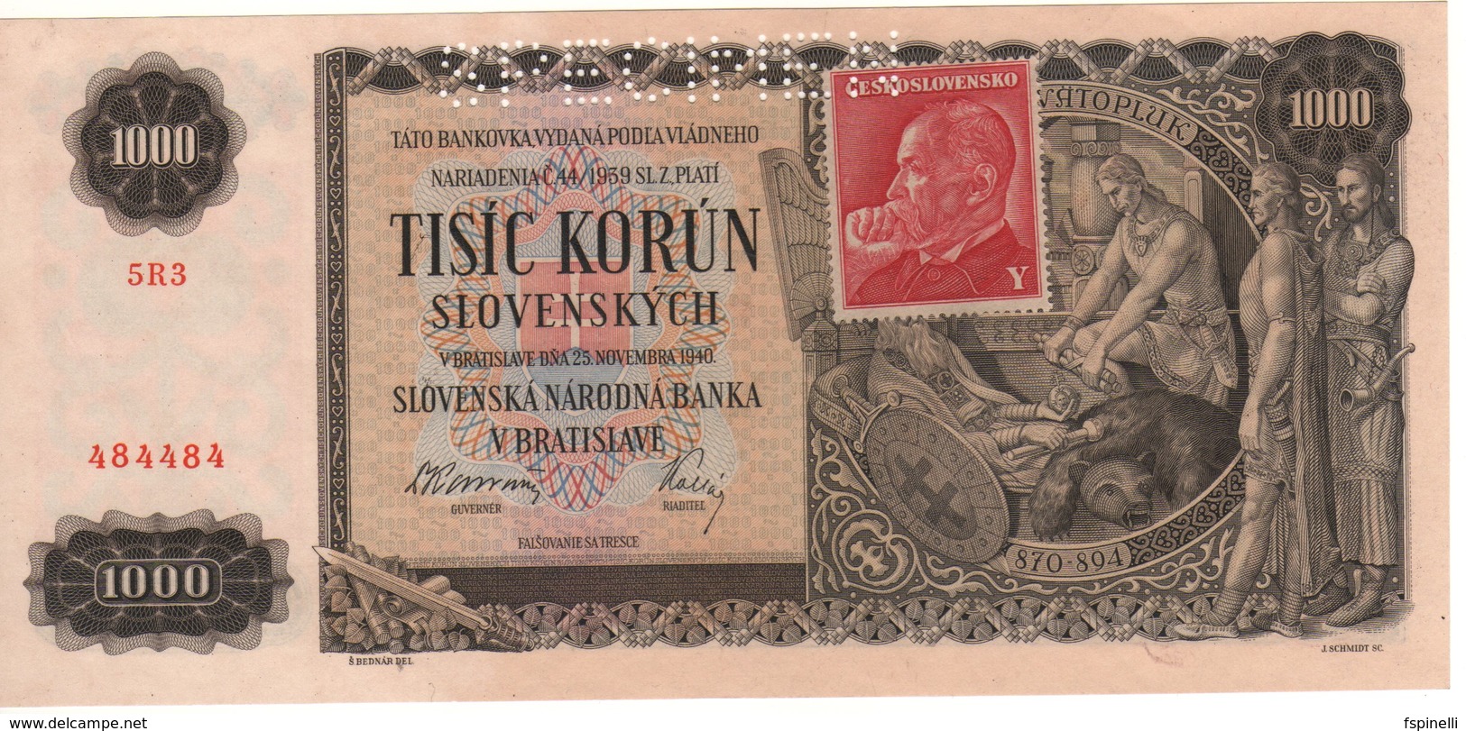 CZECHOSLOVAKIA  1'000  Korun    P56s  (1945) UNC - Tsjechië