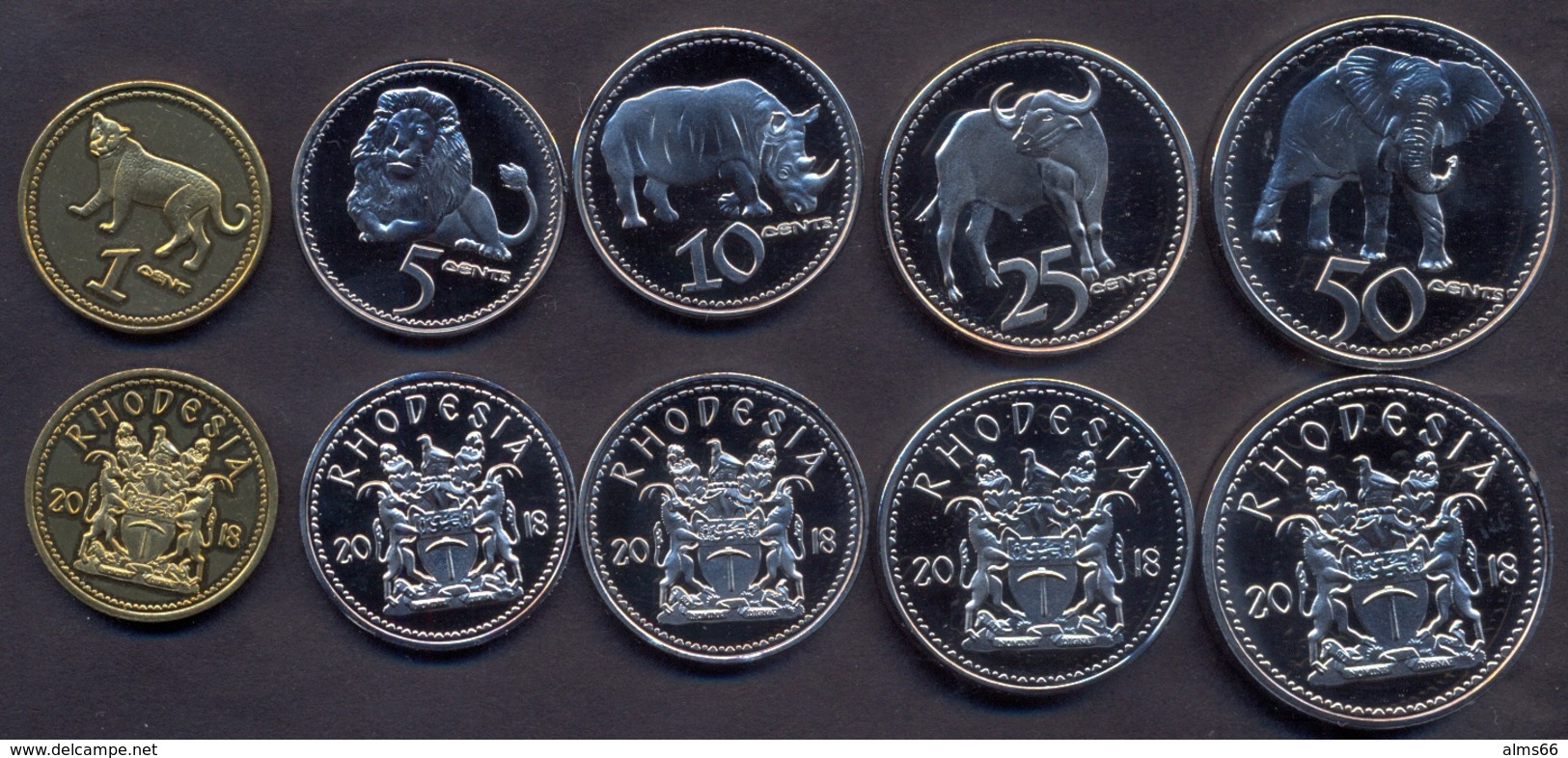 Rhodesia Coins Set 1-50 Cent 2018 UNC < Animals > (5 Coins) - Rhodésie