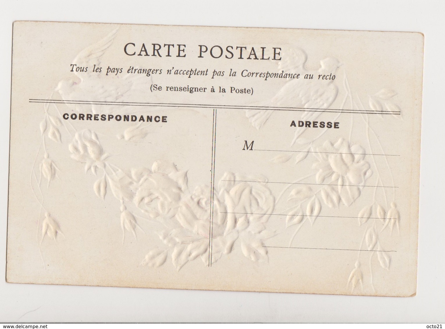 Timbre Réunion Sur Jolie Carte Fantaisie Gaufrée  ( Roses Et Colombes ) - Used Stamps