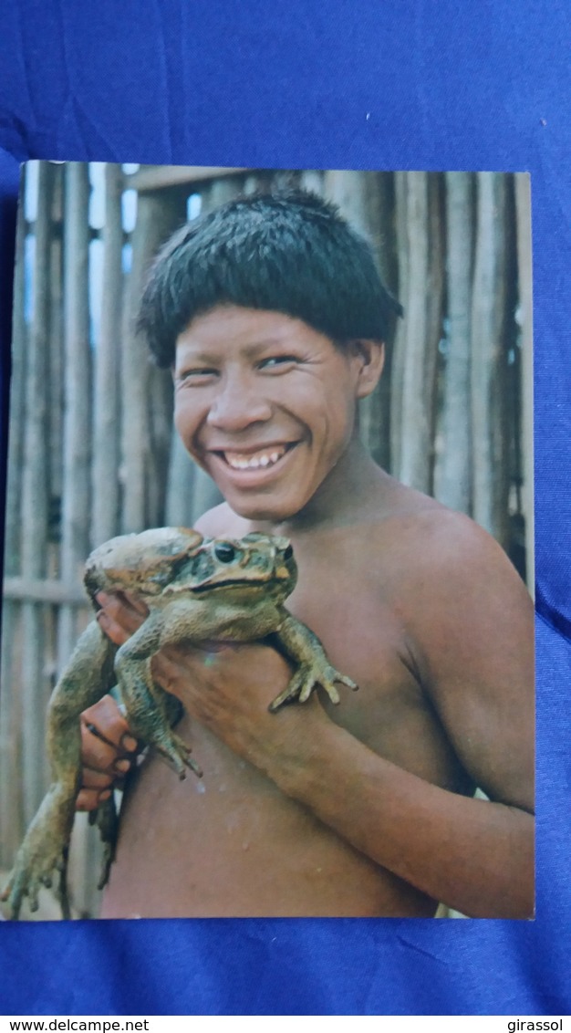 CPSM  BRASIL NATIVO BRESIL RESERVE INDIGENE INDIENS D AMAZONIE DE XINGU FROG GRENOUILLE - Andere & Zonder Classificatie