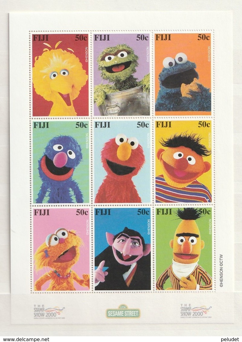 Fiji - 2000 Sesame Street, Children's Television Programme 9v M/s ** Mi 916/24KB - Fiji (1970-...)