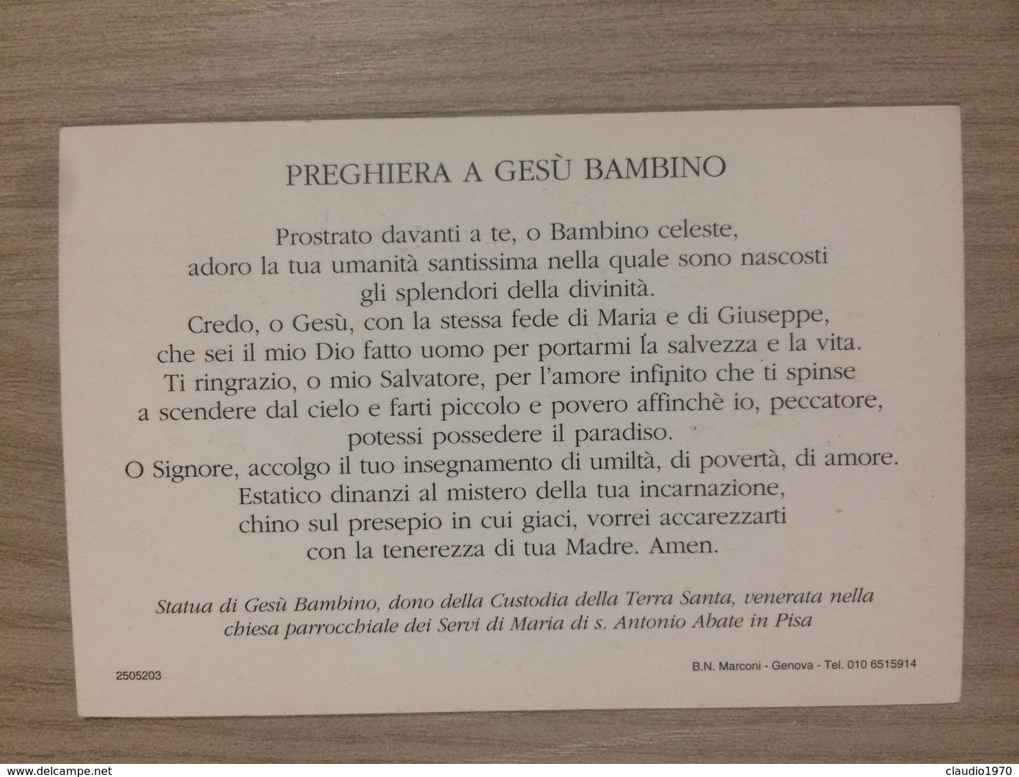 Santino Gesu’ Bambino - Images Religieuses