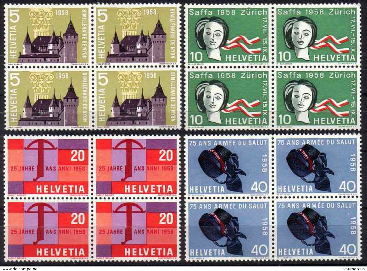 Zu 334-337 / Mi 653-656 / YT 602-605 Bloc De 4 **/MNH SBK 16,- Voir Description - Neufs