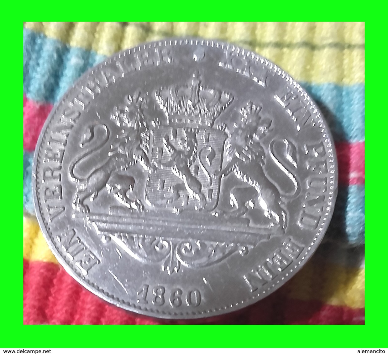 ALEMANIA - THALER (KRONE) EIN VEREINSTHALER XXX EIN PFUND FEIN WIESBADEN AÑO 1860 - Taler Et Doppeltaler