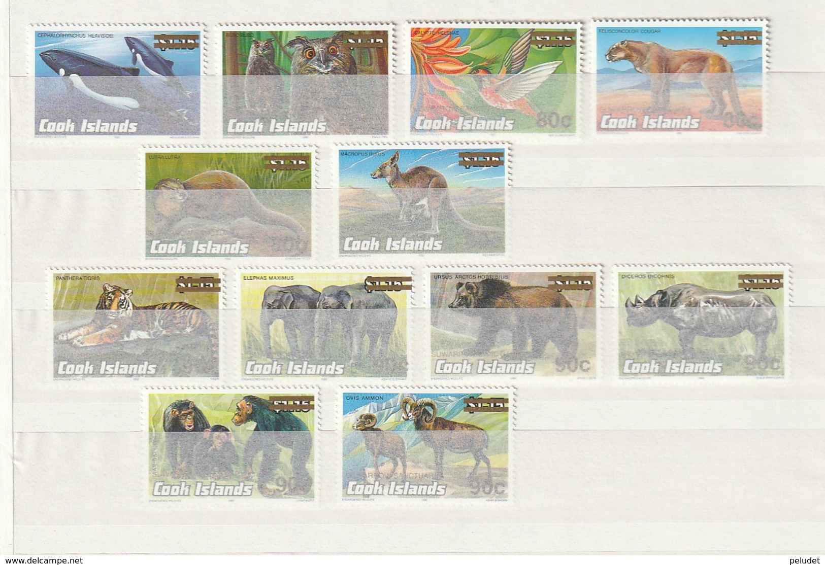 Cook Islands 2001 - Endangered Wildlife - Suwarrow Sanctuary Overprint 12v - Cook Islands
