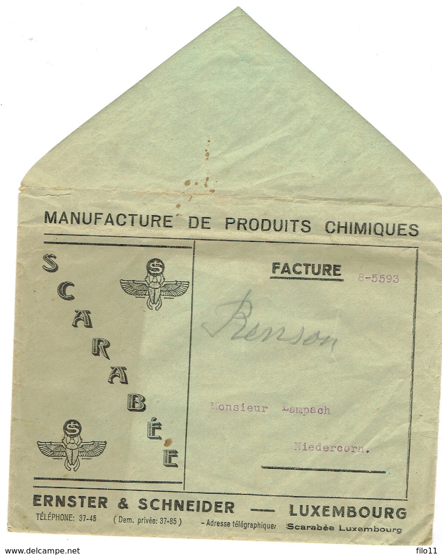 Luxembourg Env,Manufacture Produits Chimiques ( Scarabée) Ernster Schneider; - Privées