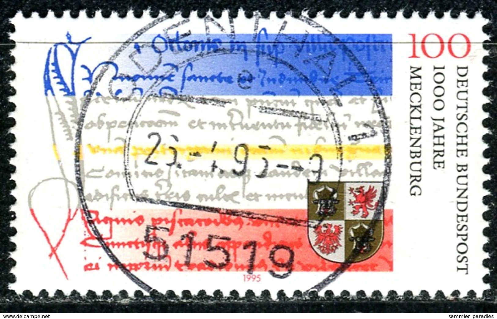 BRD - Mi 1782 - OO Gestempelt (E) - 100Pf                 1000 Jahre Mecklenburg - Gebraucht