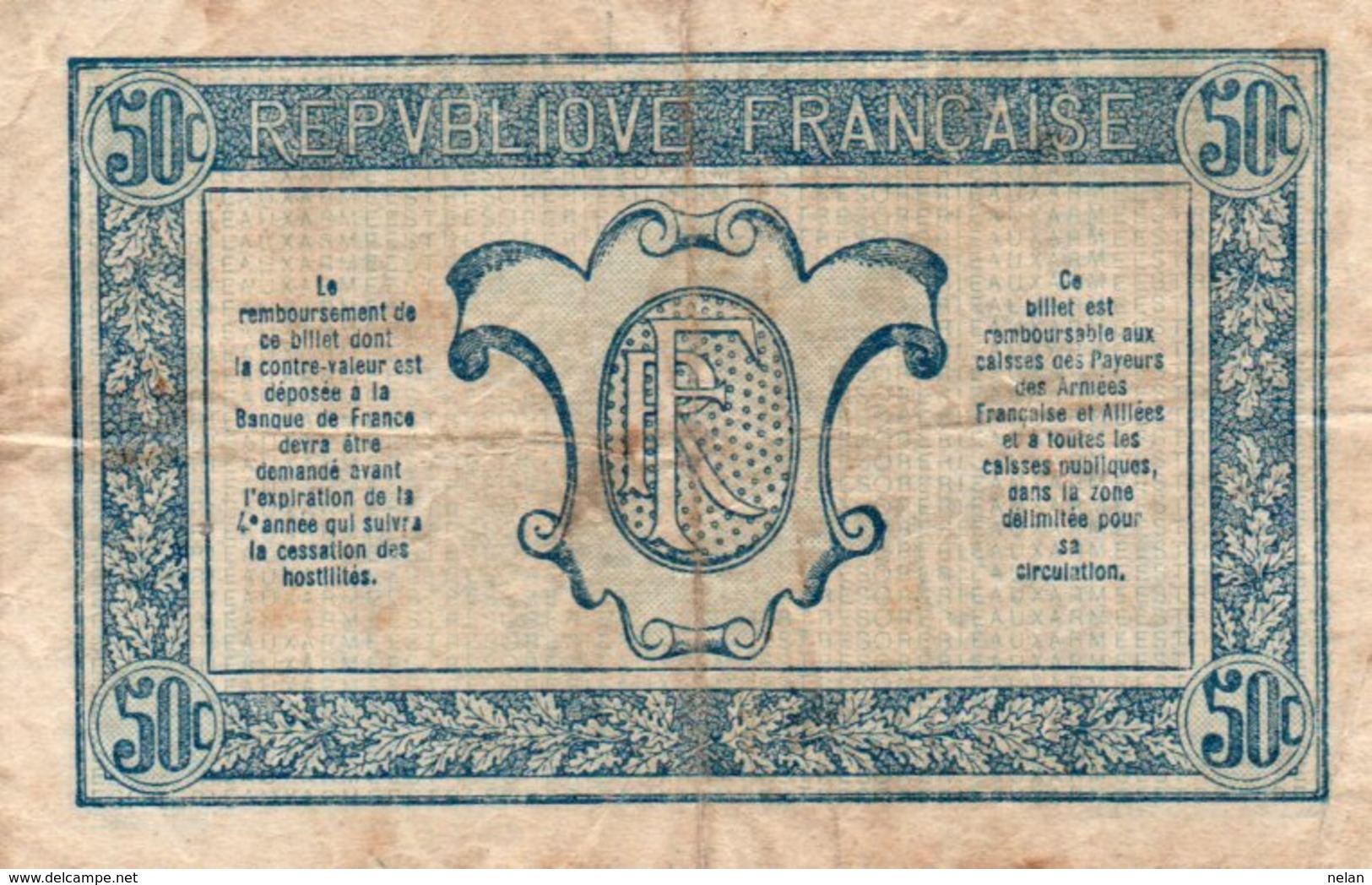 FRANCIA 50 CENTIMES 1919  P-M4- VF -Military Issues - 1917-1919 Tesoreria Delle Armate