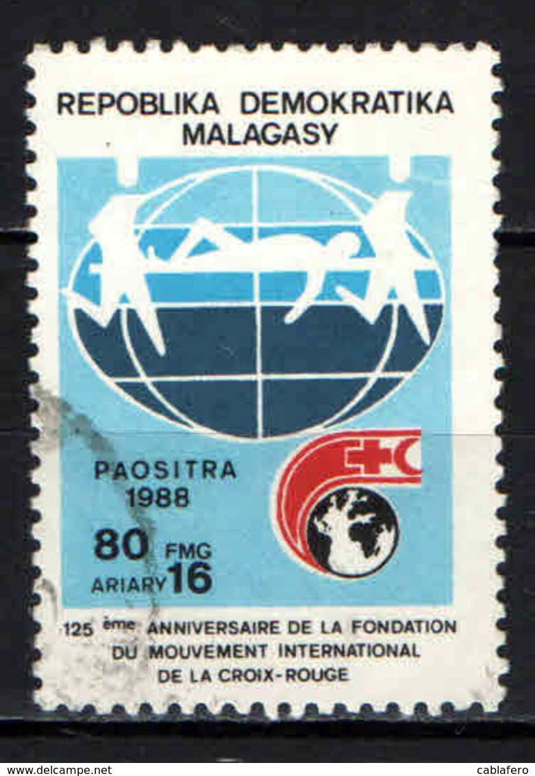 MADAGASCAR - 1988 - CROCE ROSSA - 125° ANNIVERSARIO - USATO - Madagascar (1960-...)