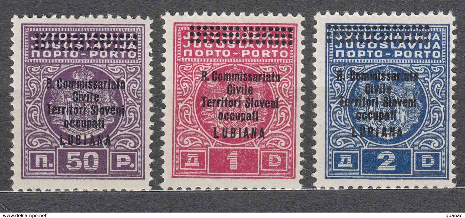 Italy Occupation Of Slovenia Laibach Lubiana 1941 Porto Set, Smaller Letter Mi#11-13 Sassone#11-13 Mint Hinged - Lubiana