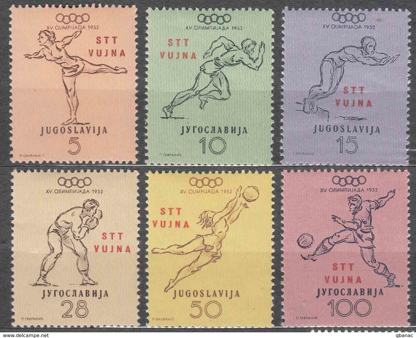 Italy Yugoslavia Trieste Zone B, Olympic Games 1952 Mi#70-75, Sassone#56-61 Mint Hinged - Mint/hinged