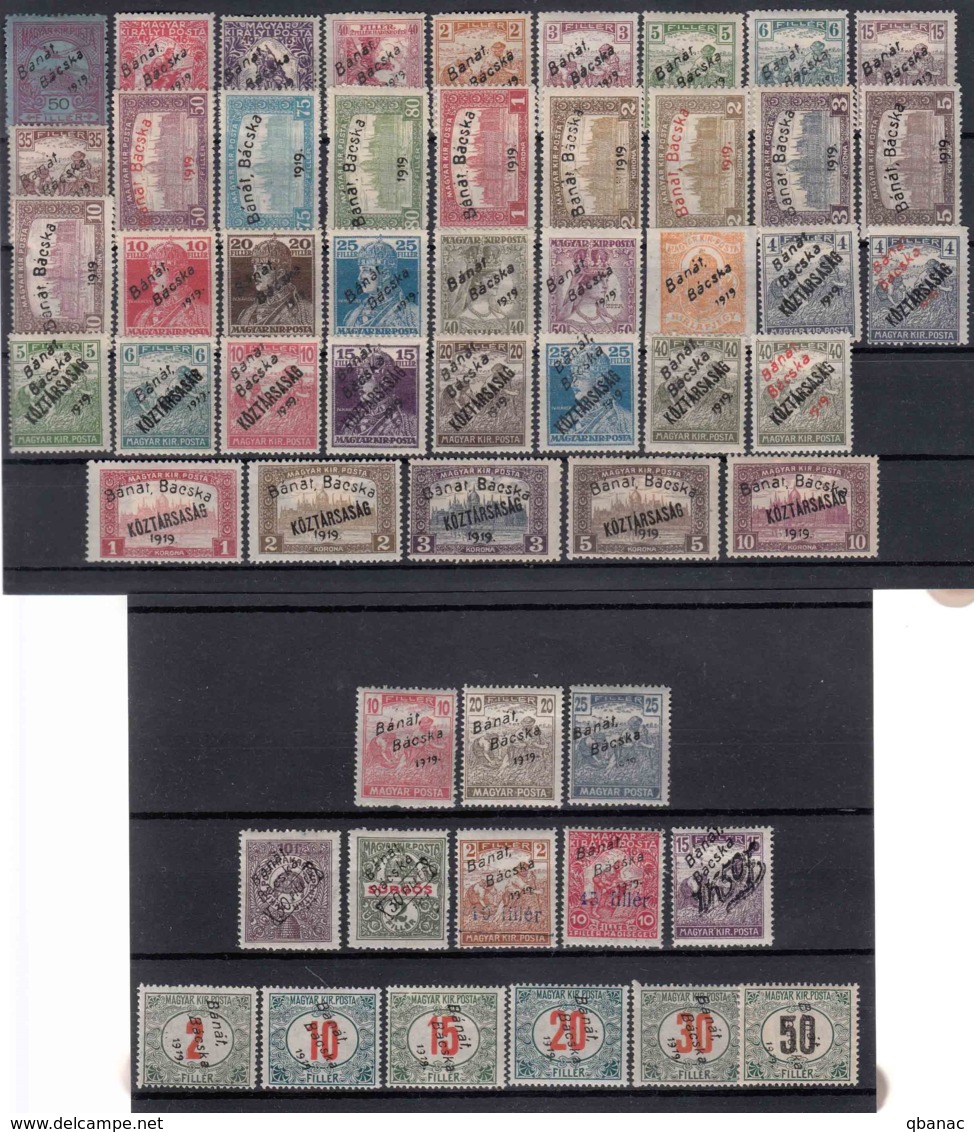 Hungary Banat Bacska Complete Colection Including Porto Stamps, All B Types (red Overprint) Included, Mint Hinged - Banat-Bacska