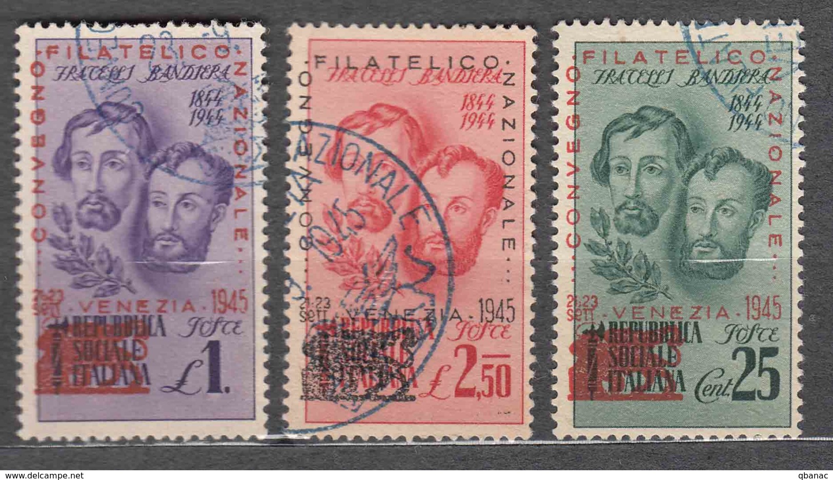 Italy 1945, Philatelic Exibition Venezia Stamps Overprint, Fratelli Bandiera, Used - Usados