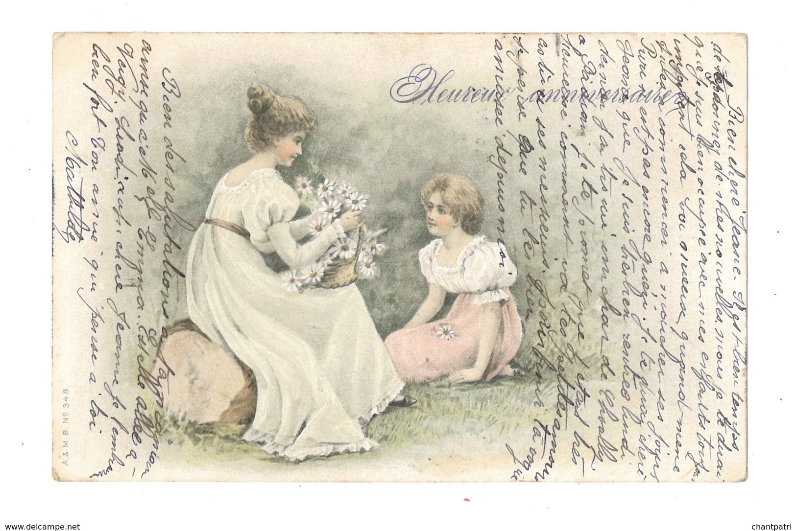 Femme Et Fille Assise Dans L'herbe - Heureux Anniversaire - 5320 - Femmes