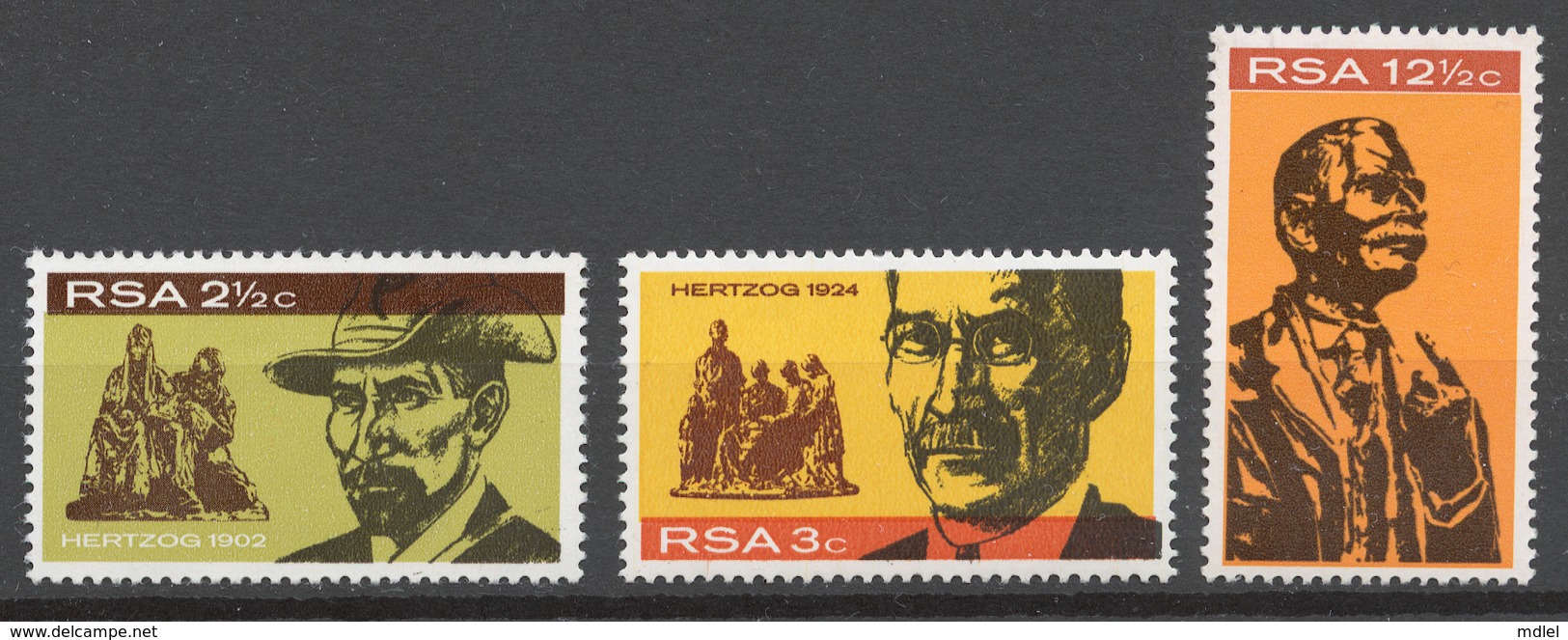 South Africa 1968 Mi# 375-77** UNVEILING OF A MONUMENT IN BLOEMFONTEIN HONORING JAMES BARRY MUNNIK HERTZOG - Neufs