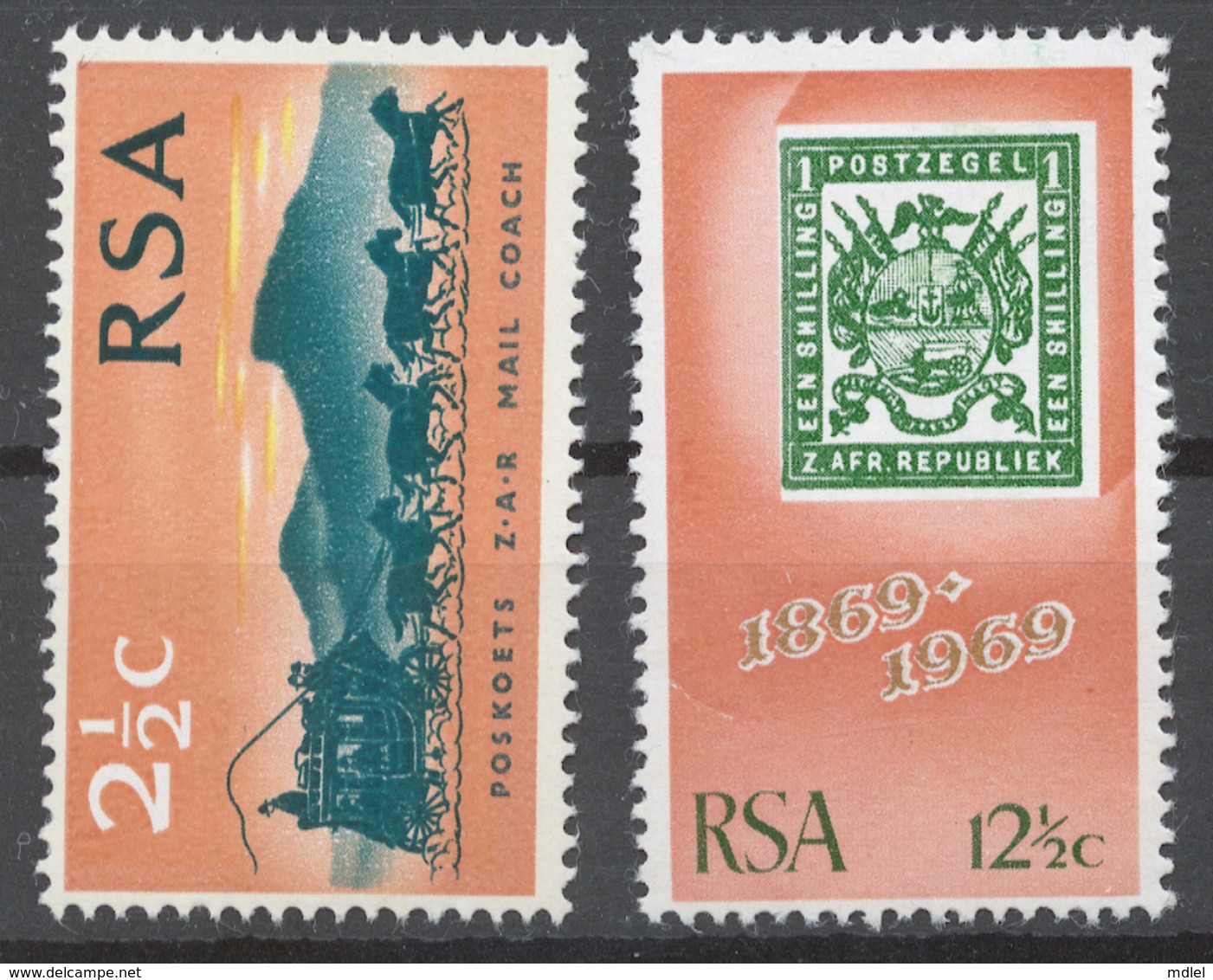 South Africa 1969 Mi# 384-85** SOUTH AFRICAN POSTAGE STAMPS, CENTENARY - Neufs