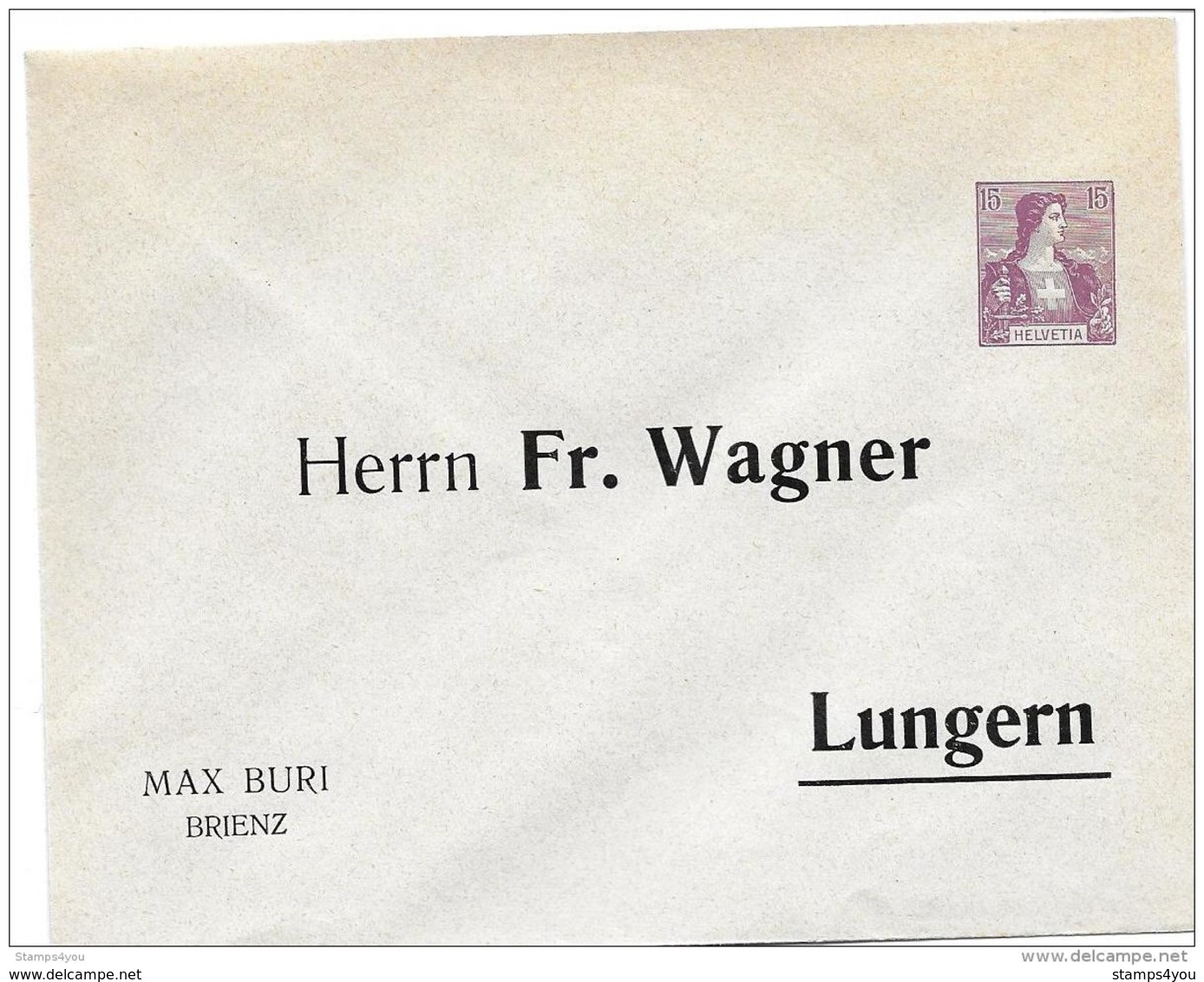 86 - 68 - Entier Postal Privé Neuf "Fr. Wagner Lungern - Max Buri Brienz" - Entiers Postaux