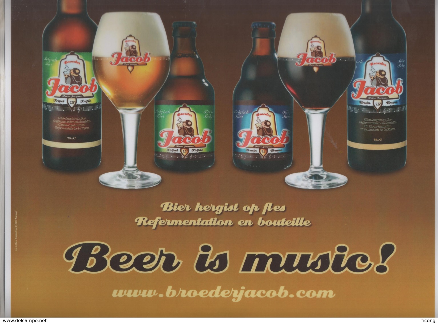 AFFICHE BRASSERIE BROEDER JACOB WEZEMAAL BELGIQUE - FRERE JACQUES, BIERES ET MUSIQUE - FORMAT 30 X 42 CM - VOIR SCANNERS - Autres & Non Classés