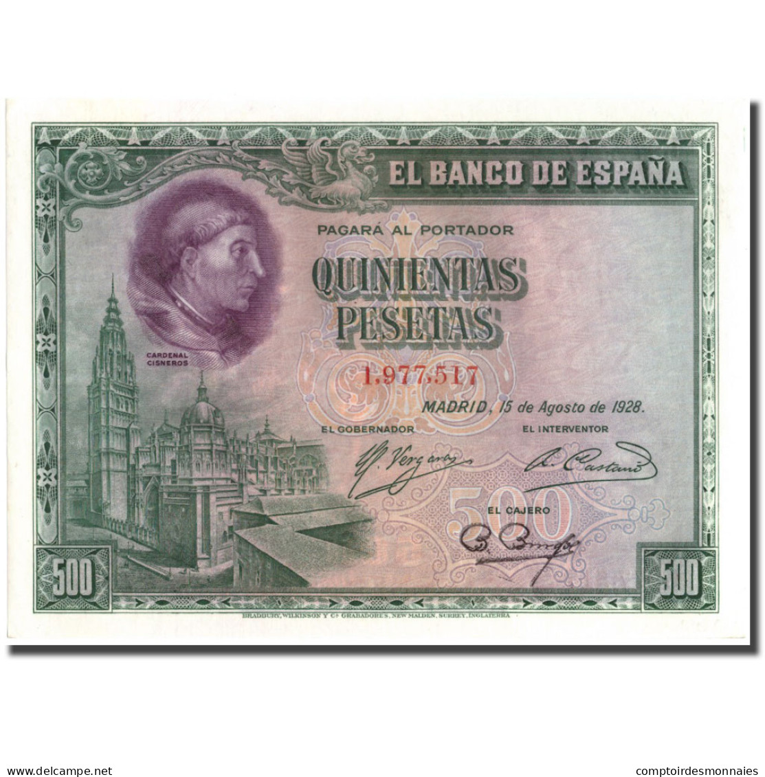 Billet, Espagne, 500 Pesetas, 1928, 1928-08-15, KM:77a, SPL - 500 Pesetas