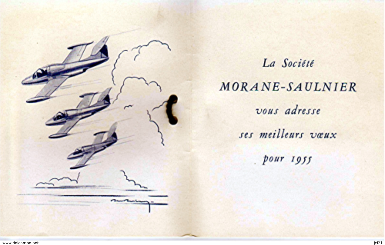 Carton " La Société MORANE-SAULNIER Vous Souhaite Ses Meilleurs Voeux Pour 1955 (880)_D219 - Aviation