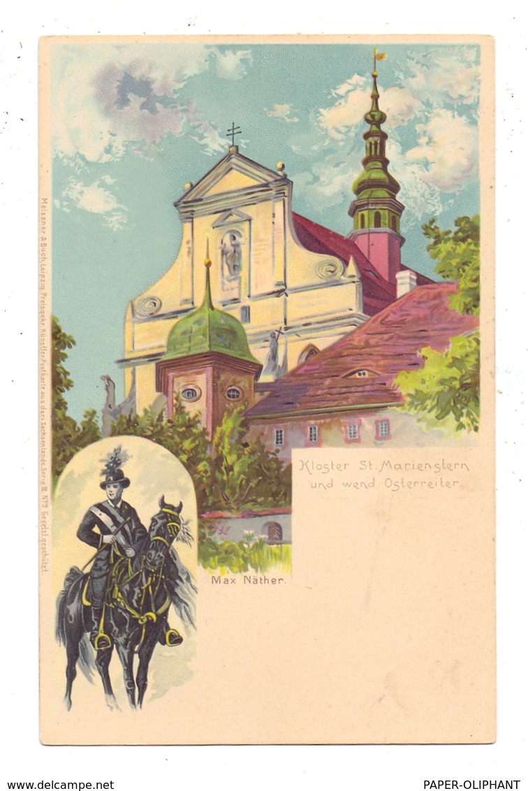 0-8291 PANSCHWITZ - KUCKAU, Kloster St. Marienstern, Wendischer Osterreiter, Künstler-Karte Max Näther, Meissner & Buch - Panschwitz-Kuckau