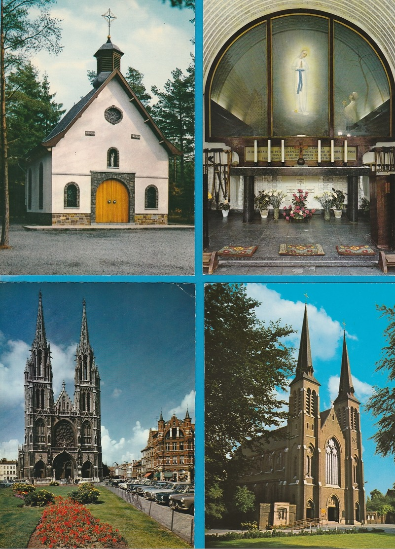 BELGIË Kerken, Kapellen, Eglises, Chapelles, Lot van 60 postkaarten, 60 cartes postales