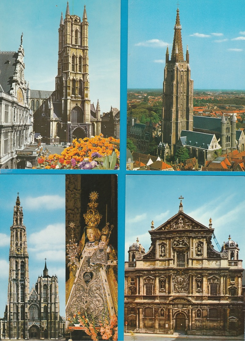 BELGIË Kerken, Kapellen, Eglises, Chapelles, Lot van 60 postkaarten, 60 cartes postales