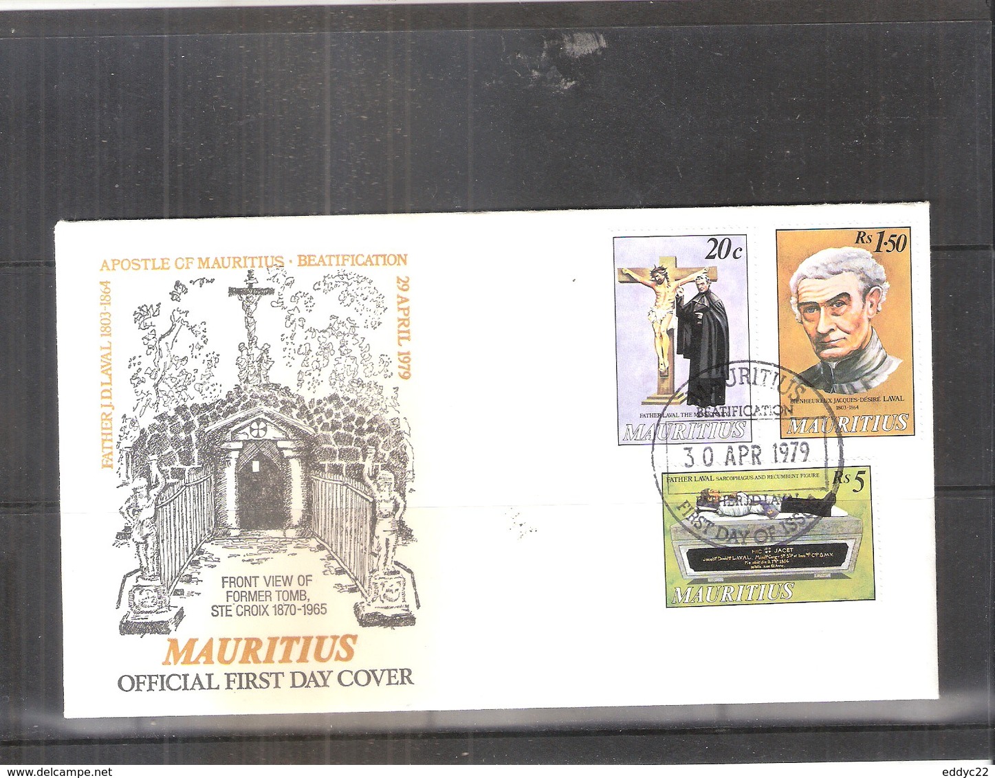 FDC Mauritius 1979 - Béatification Du Père Laval - Série Complète - Maurice (1968-...)