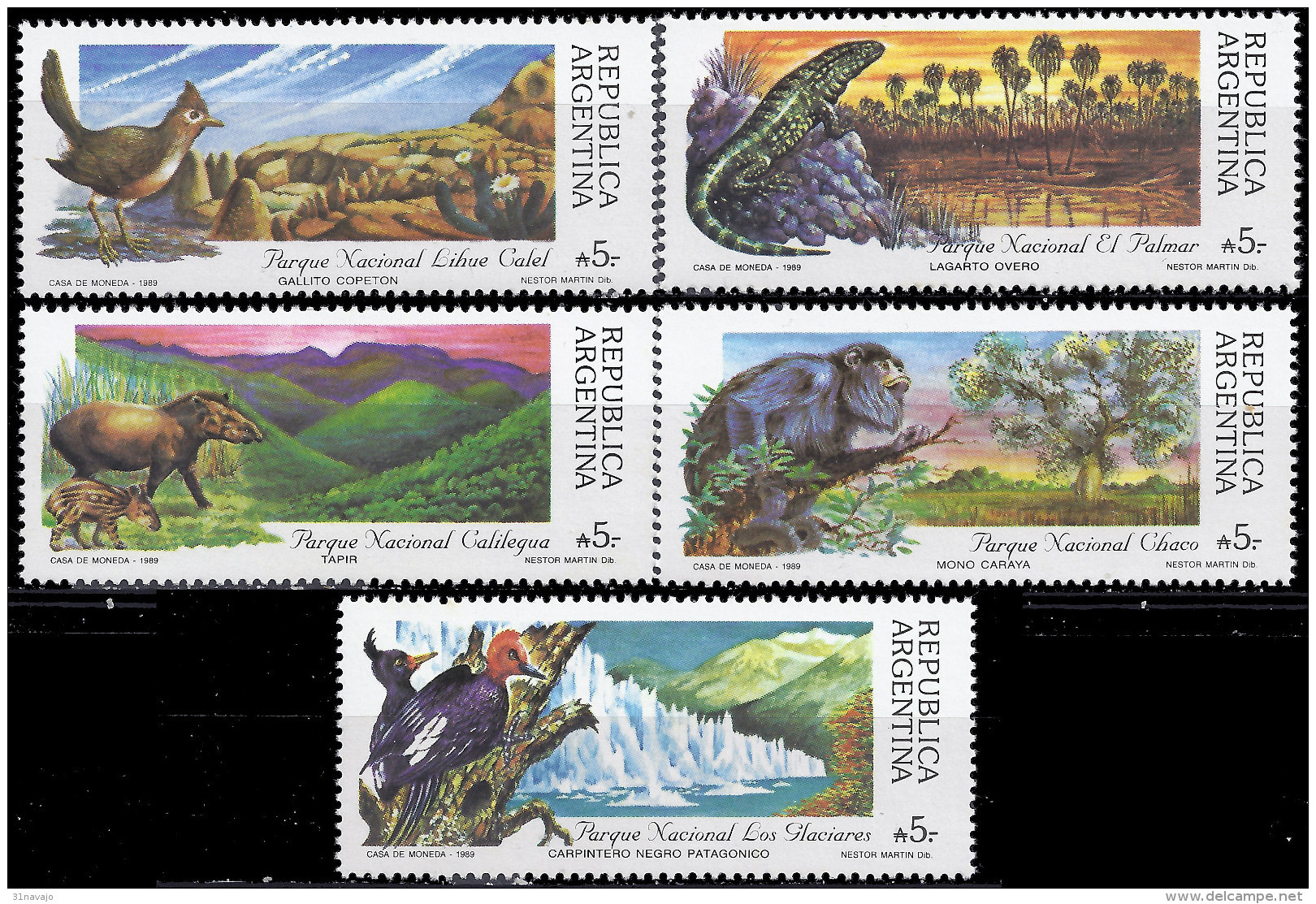 ARGENTINE - Parc Nationaux 1989 - Unused Stamps