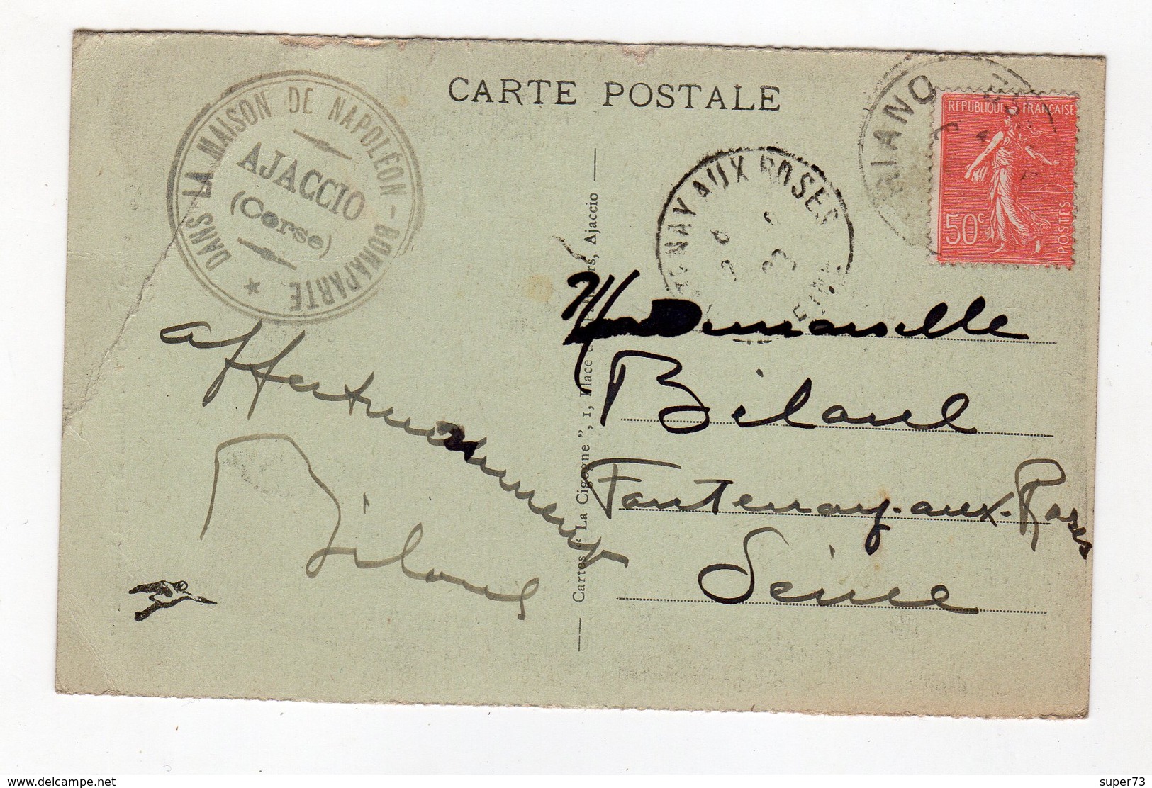 CPA Signée Autographe Correspondance Peintre Louis François Biloul  à Sa Fille - Ajaccio - La Maison - Artistes