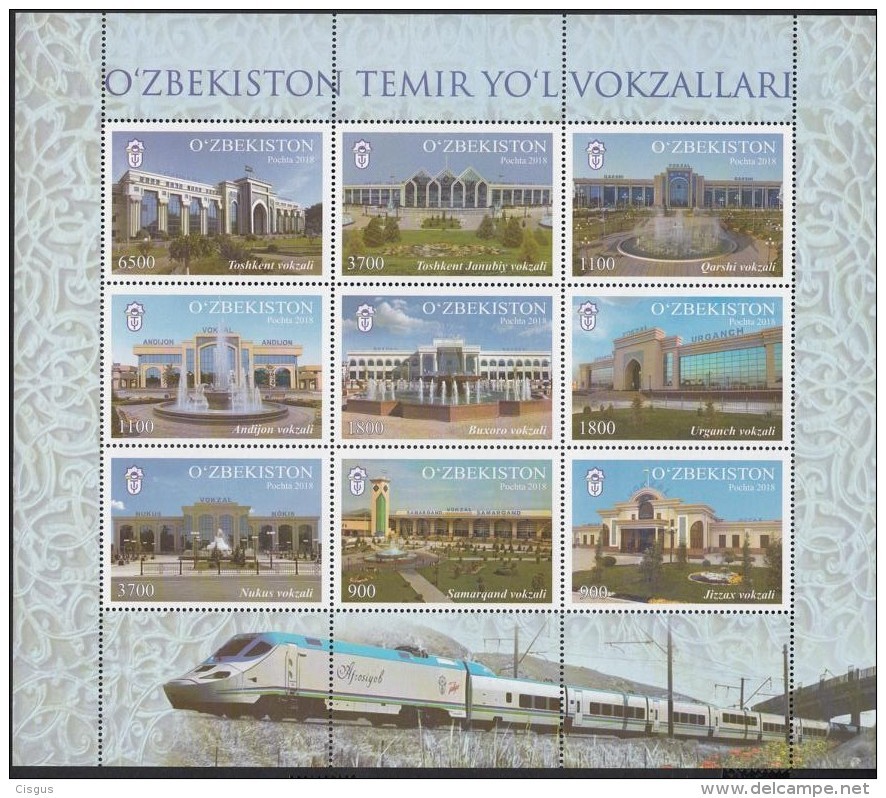 Uz 1313-22 Uzbekistan Usbekistan 2018  Railway Station Only Sheet - Usbekistan