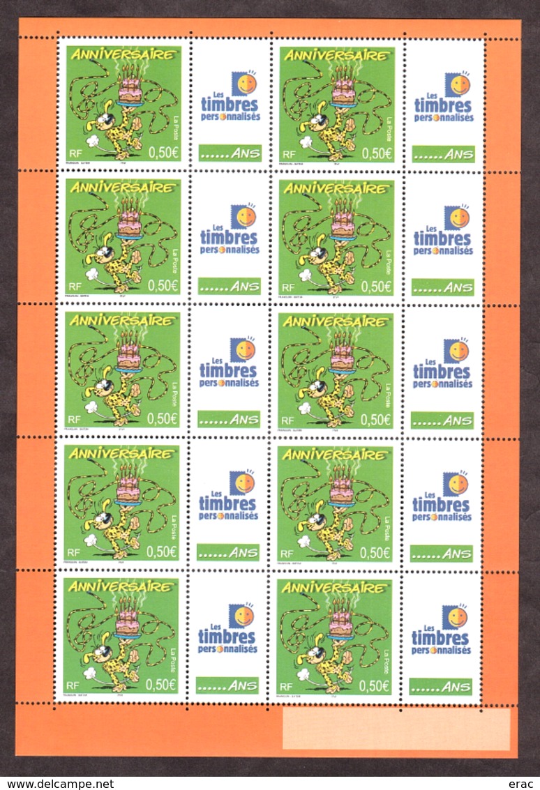 2003 - Feuille F3569A - Neuf ** - Timbres Pour Anniversaires - Marsupilami - Vignette "Les Timbres Personnalisés" - Autres & Non Classés