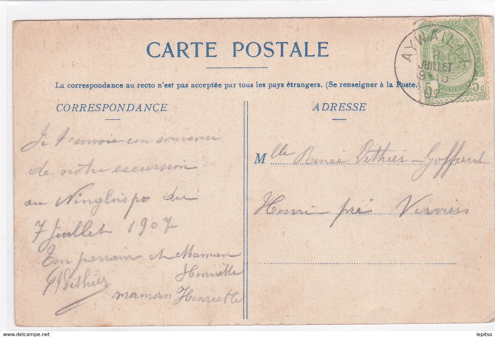 REMOUCHAMPS - Aywaille  Acp Edit J.Massange  " Centre Du Village " Ecrite En 1907  Voir Scans - Aywaille