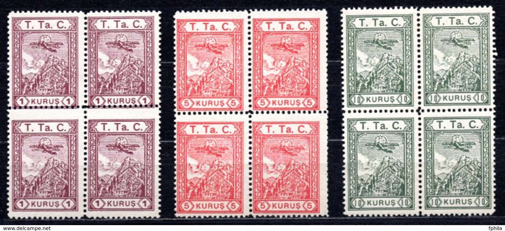 1932 TURKEY STAMPS IN AID OF THE TURKISH AVIATION SOCIETY BLOCK OF 4 MNH ** - Timbres De Bienfaisance