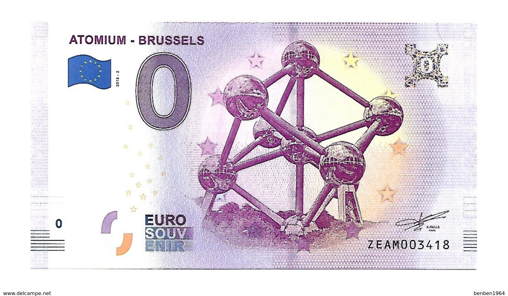 ATOMIUM BRUXELLES  (billet 0 Euro)  2018 /  2 - Autres & Non Classés