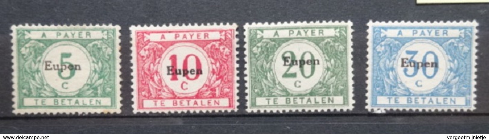 BELGIE  Bezetting  1920    OC 101 - 104    Niet Gebruikt   (*) Zonder Gom - OC55/105 Eupen & Malmédy