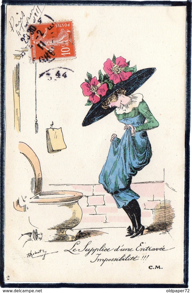 MODE - FEMME - CHAPEAU A FLEURS - FLEUR - ROBE - ILLUSTRATEUR SIGNE - Mode